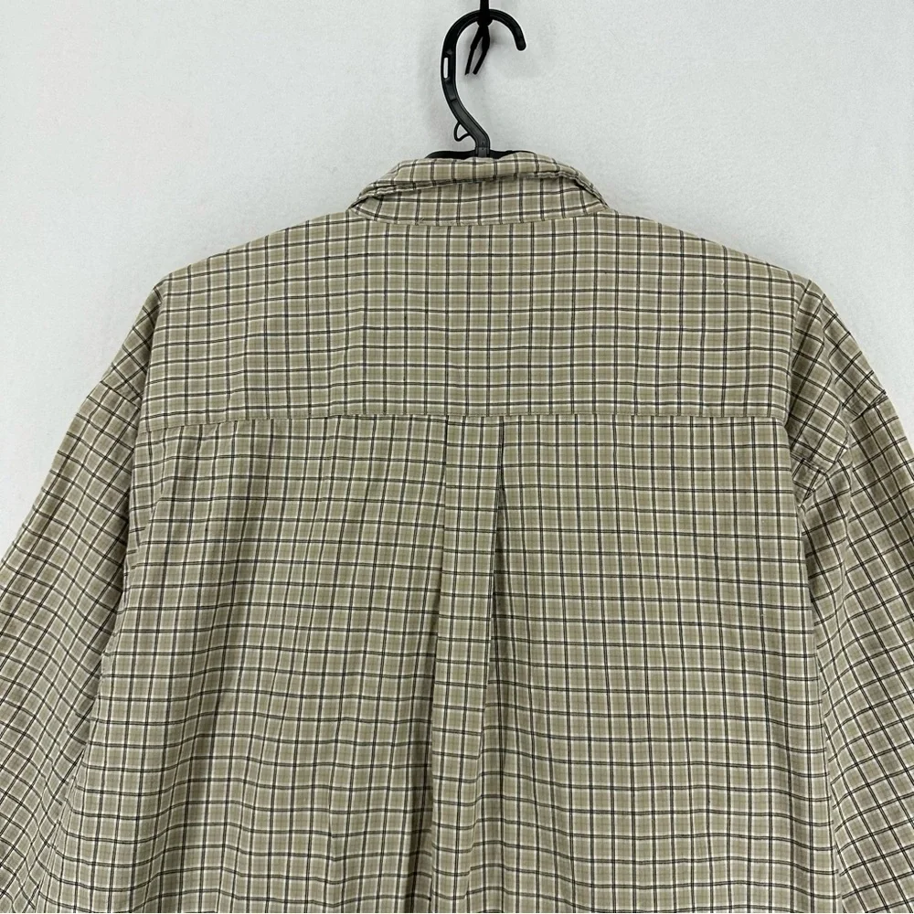 True Identity Short Sleeve Plaid Button Up Shirt Men’s 2XL Beige